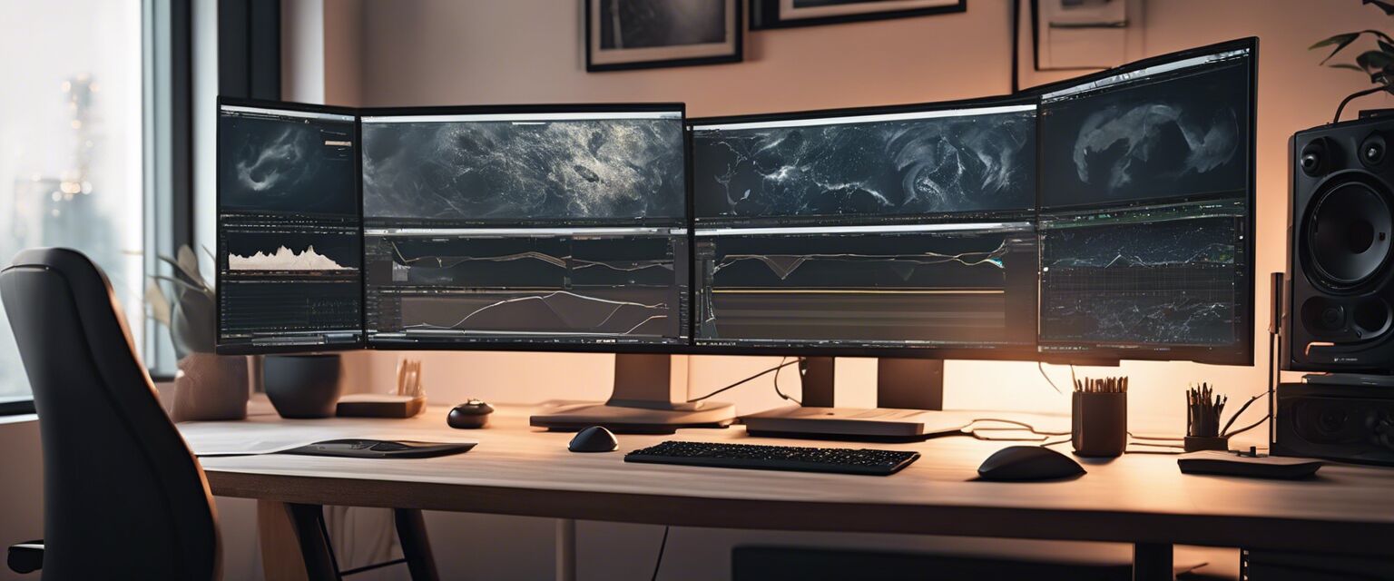 Multiple screens enhancing productivity in a home office