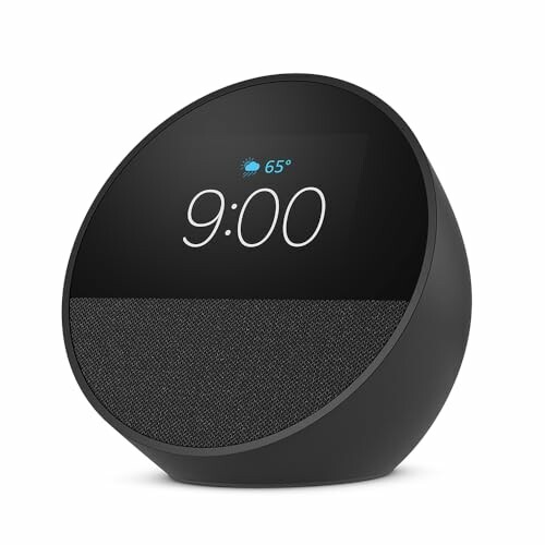 Smart speaker with digital clock display and weather info