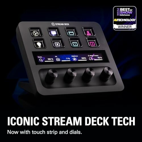 Stream deck with touch strip and dials